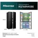 Hisense RQ768N4GBE KitchenFit Fridge Freezer -Black Glass