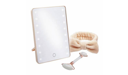 Sensio LED Mirror and Jade Facial Roller Gift Set