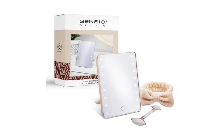 Sensio LED Mirror and Jade Facial Roller Gift Set