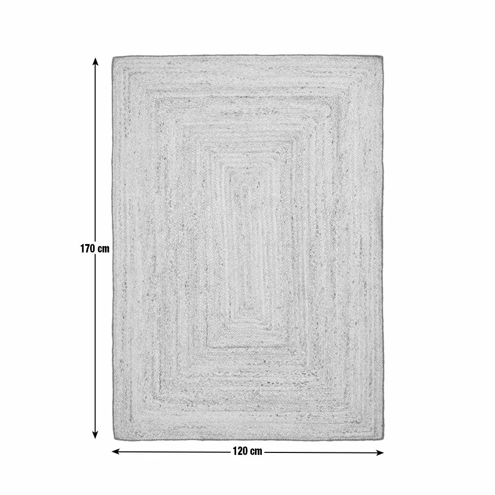 Habitat Braided Grey Border Jute Flatweave Rug - 120x170cm