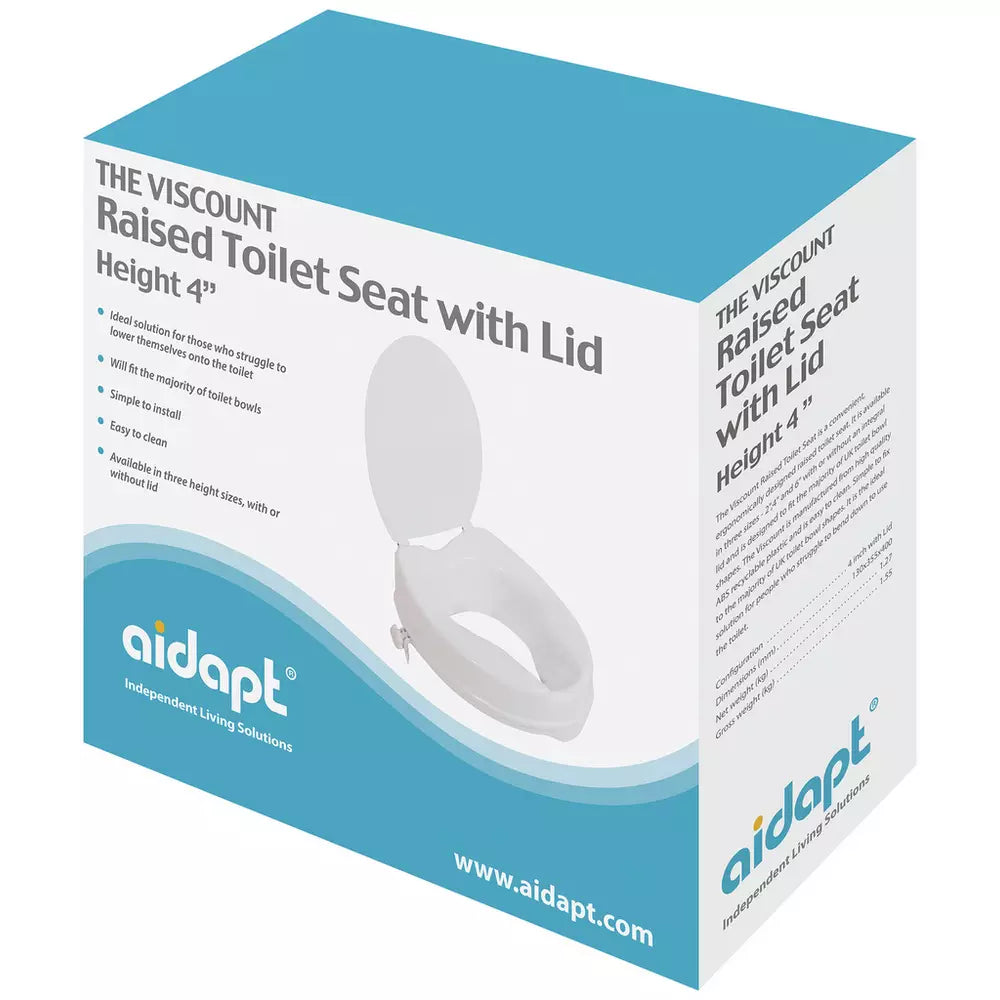 Aidapt 4 Inches Raised Toilet Seat with Lid