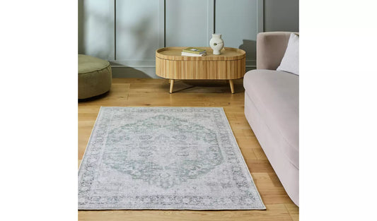 Habitat Vintage Effect Green Flatweave Runner - 80x150cm