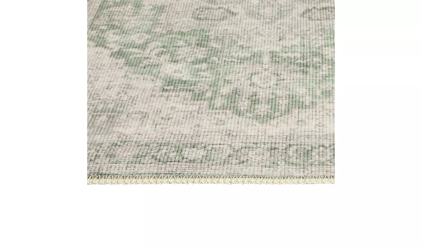 Habitat Vintage Effect Green Flatweave Runner - 80x150cm