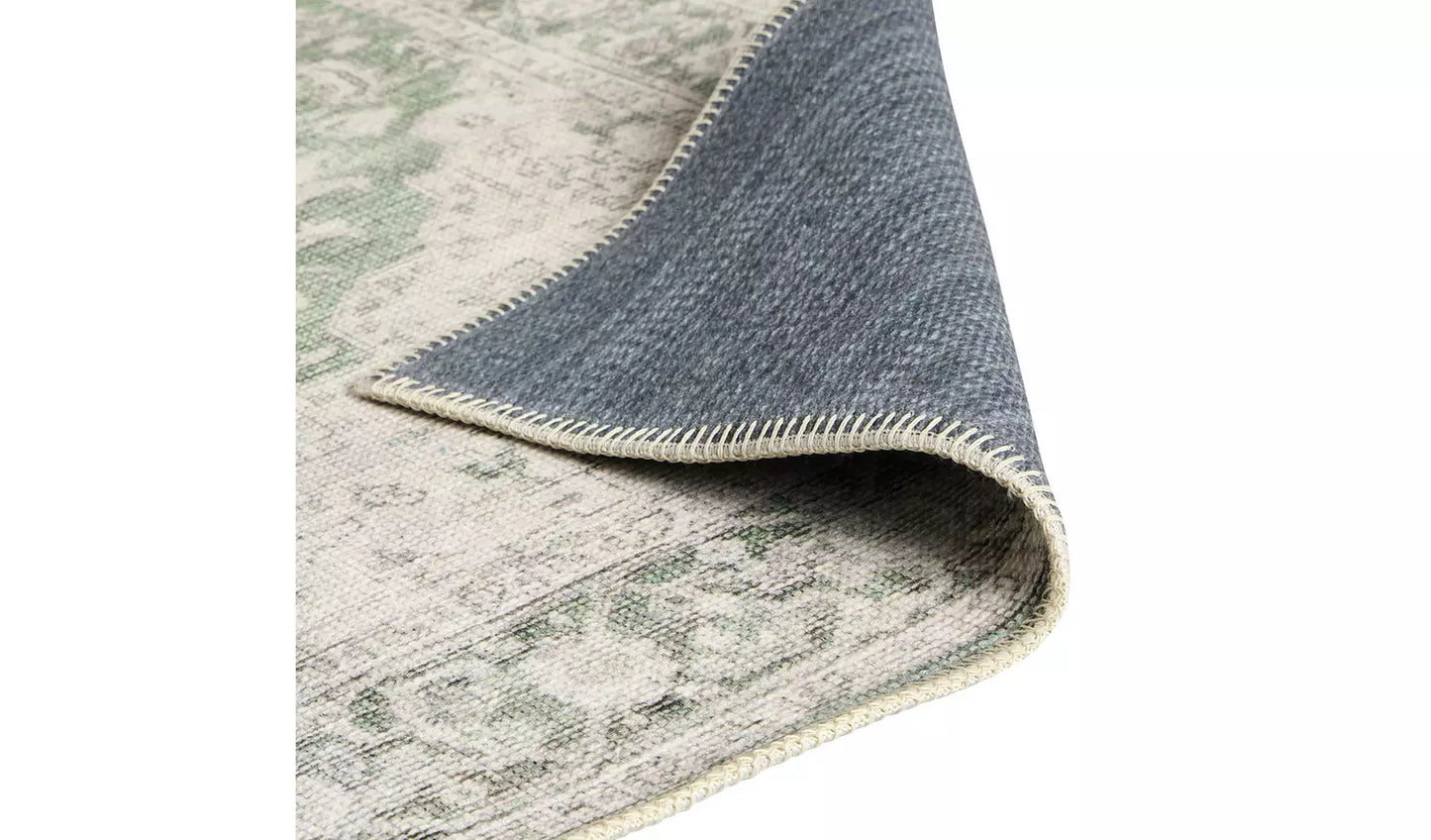 Habitat Vintage Effect Green Flatweave Runner - 80x150cm