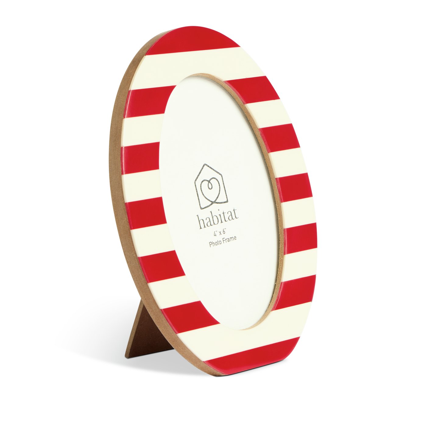 Habitat Striped Oval Red Resin Picture Frame - 4x6"