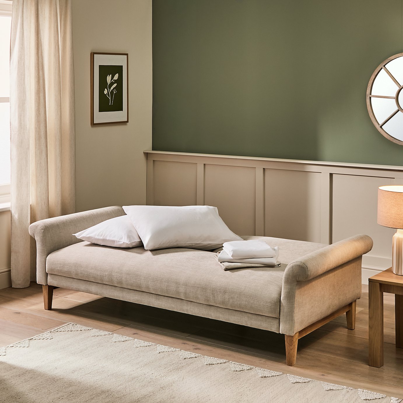 Argos Home Douglas Fabric 3 Seater Clic Clac Sofa Bed- Stone