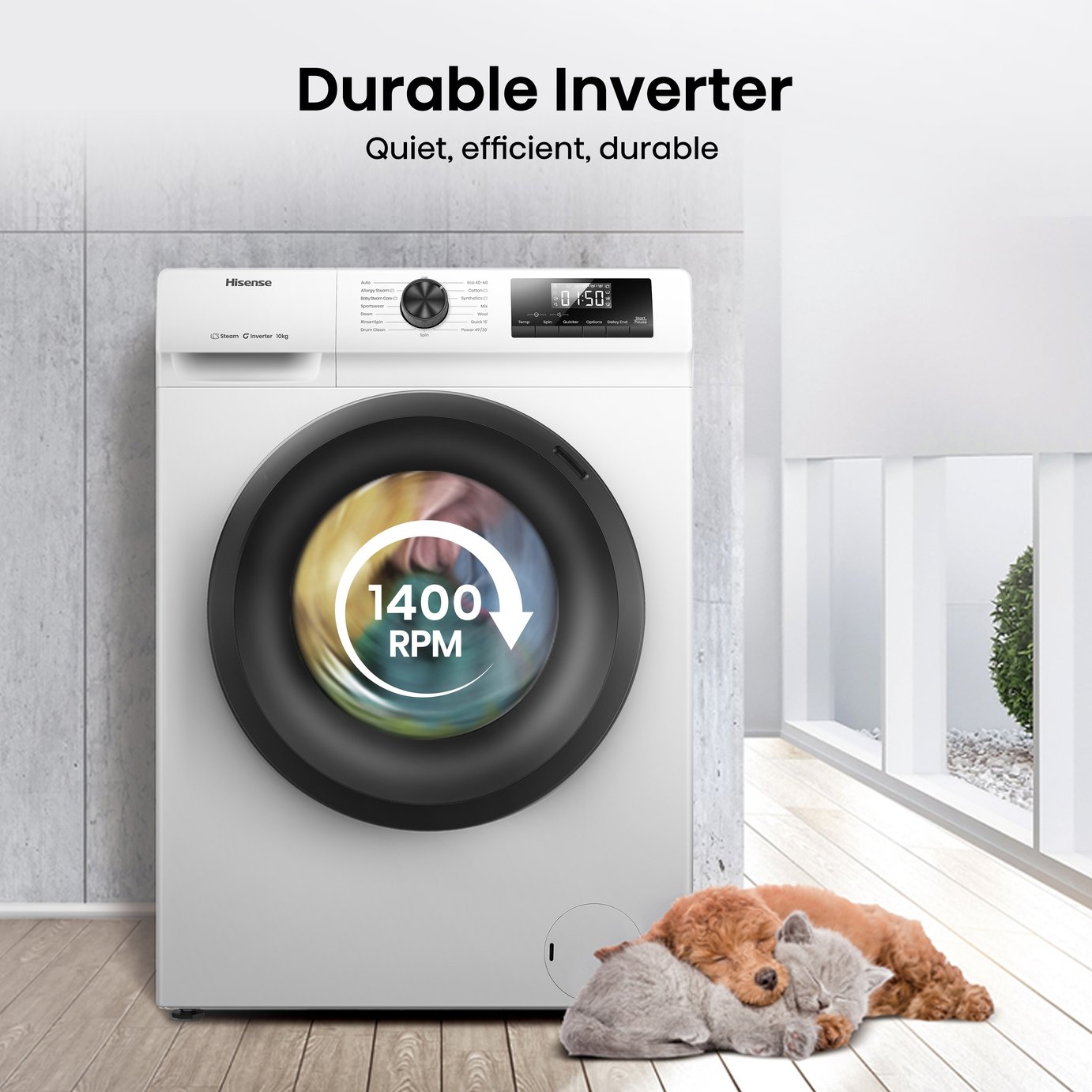 Hisense WF1Q1041BW 10KG 1400 Spin Washing Machine - White