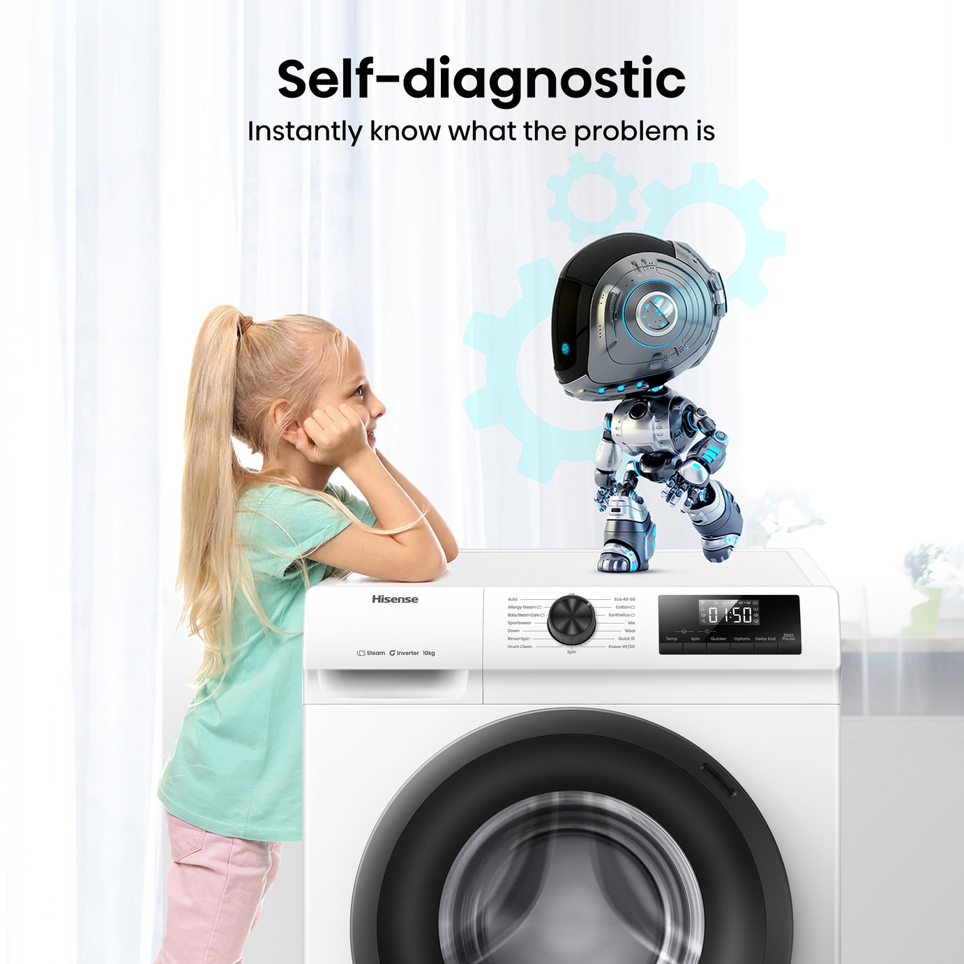 Hisense WF1Q1041BW 10KG 1400 Spin Washing Machine - White