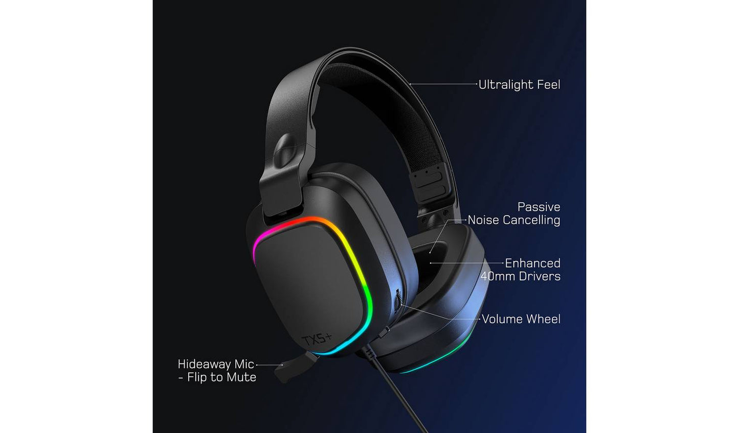 Gioteck TX5+ PS5, PS4, Xbox, Switch, PC Gaming Headset Black