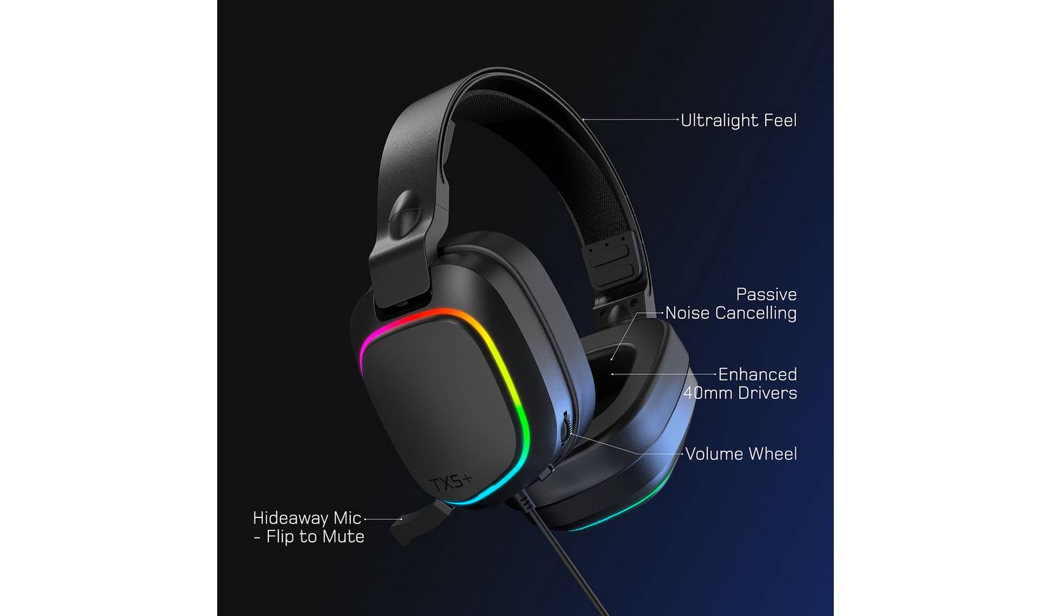 Gioteck TX5+ PS5, PS4, Xbox, Switch, PC Gaming Headset Black