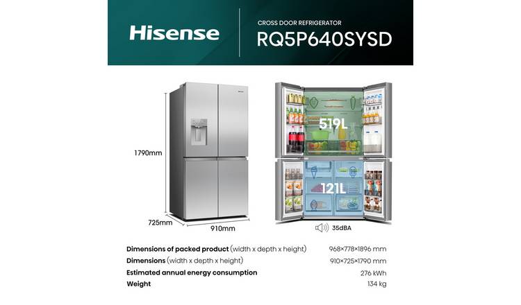 Hisense RQ5P640SYSD American Fridge Freezer -Stainless Steel
