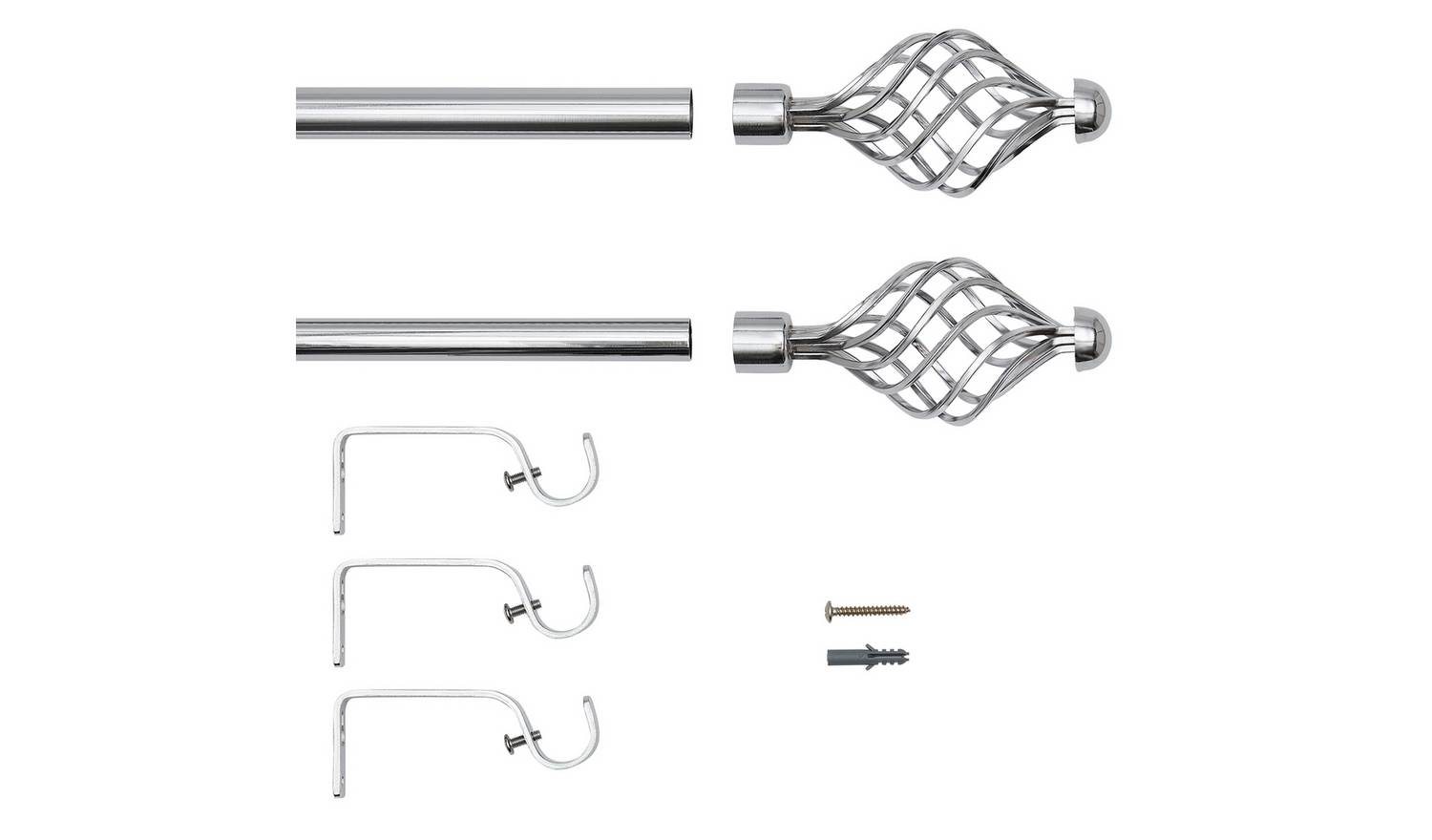 Argos Home Chrome Extendable Curtain Pole - 165cm - 300cm