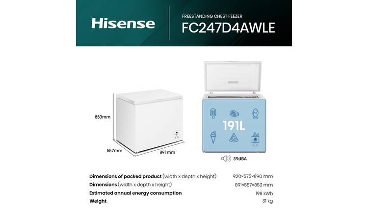 Hisense FC247D4AWLE Chest Freezer - White