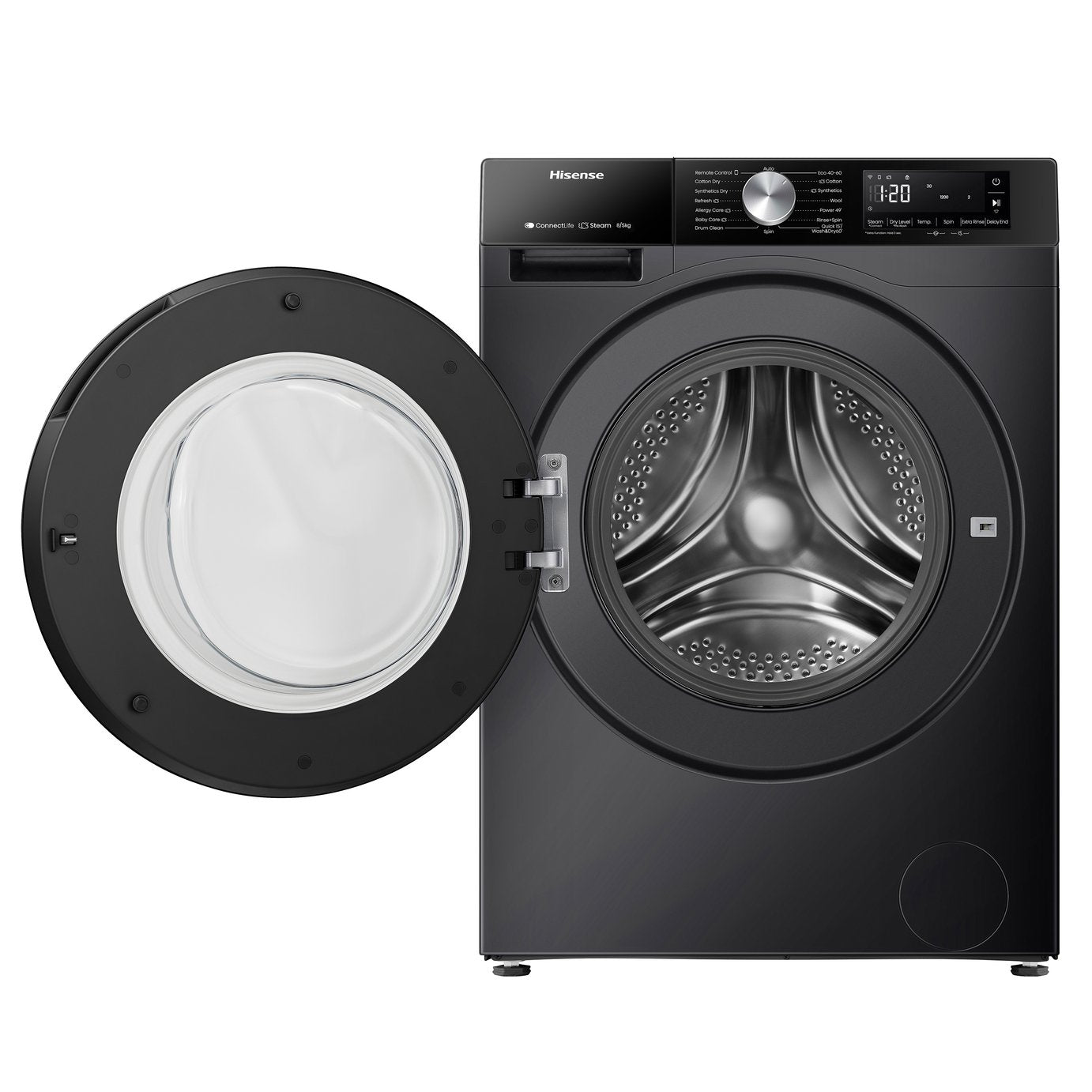 Hisense WD3S8043BB3 8/5KG 1400 Spin Washer Dryer - Black