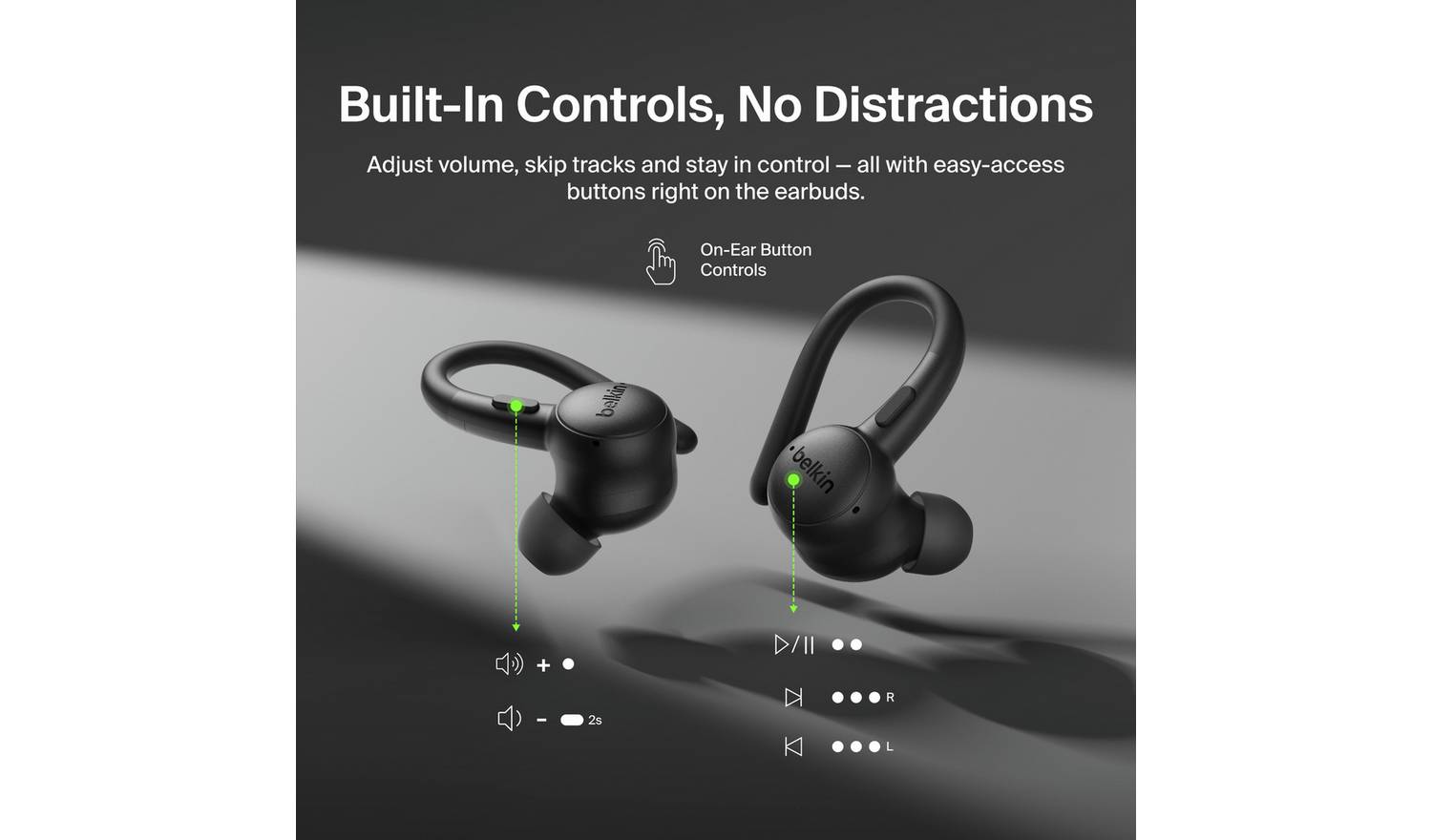 Belkin SoundForm ActiveFit Wireless Sports Earbuds - Black