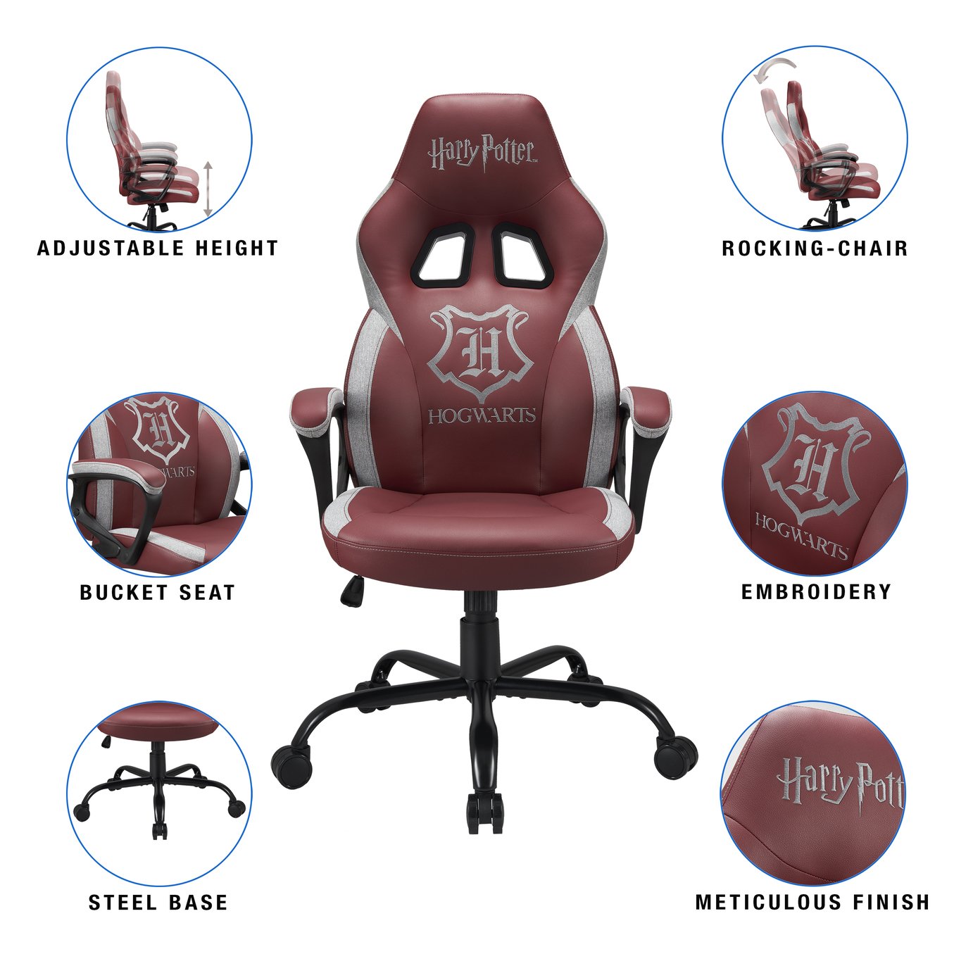 Subsonic Harry Potter Hogwarts Gaming Chair - Dark Red