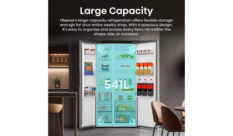 Hisense RS3P558NMFD American Fridge Freezer - Black