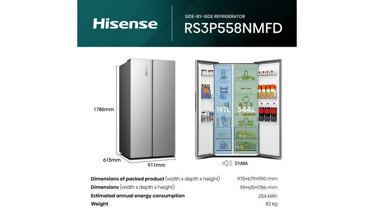 Hisense RS3P558NMFD American Fridge Freezer - Black