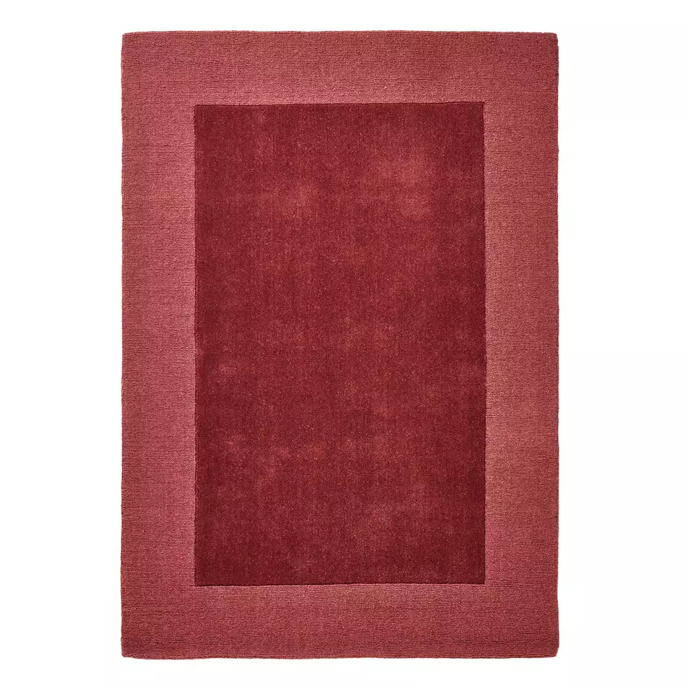 Habitat Simple Border Burgundy Wool Cut Pile Rug - 120x170cm