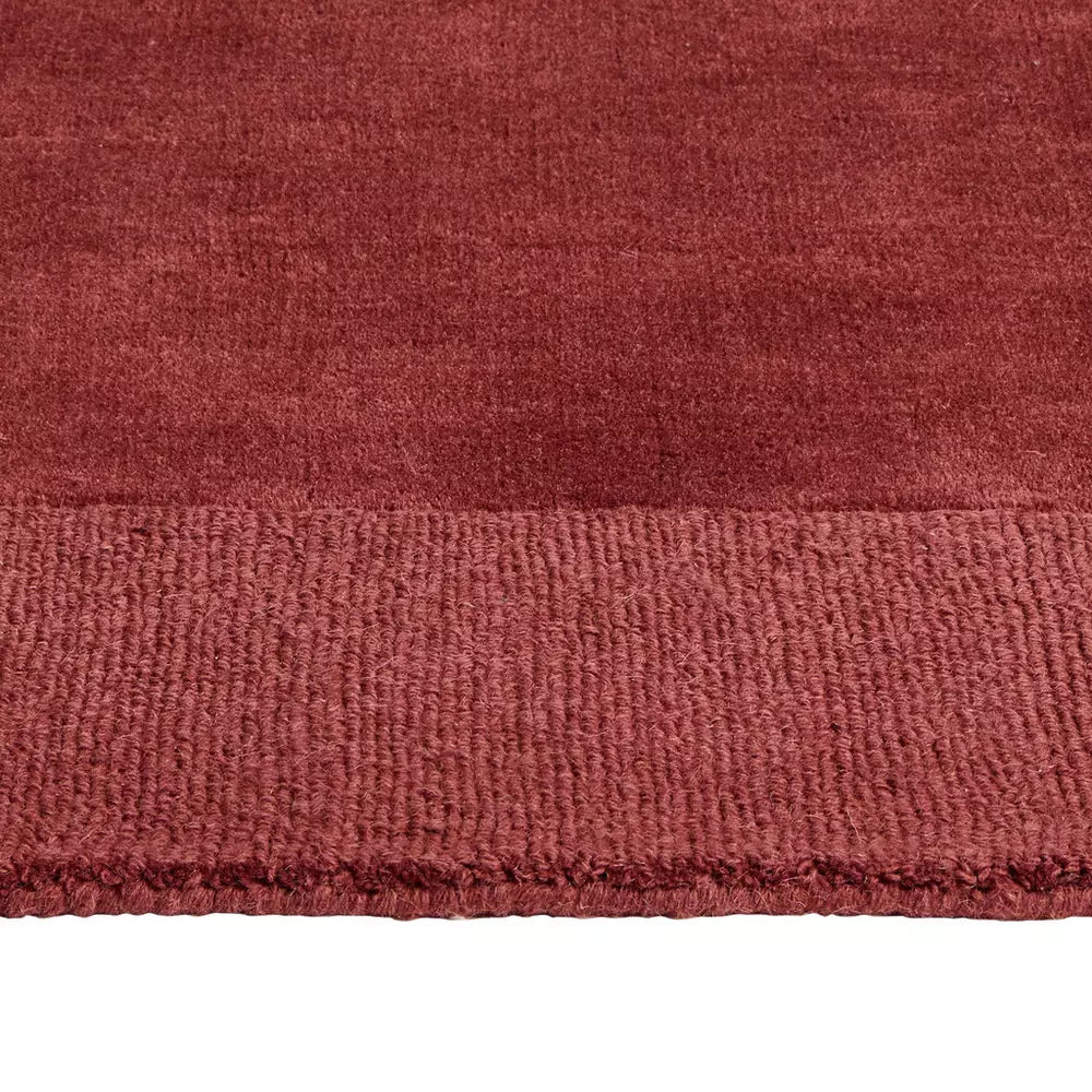 Habitat Simple Border Burgundy Wool Cut Pile Rug - 120x170cm