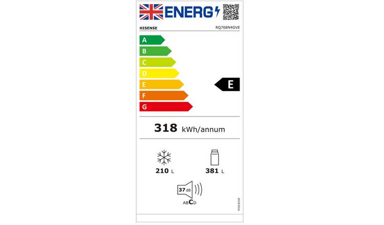 Hisense RQ768N4GVE KitchenFit Fridge Freezer -Silver Glass
