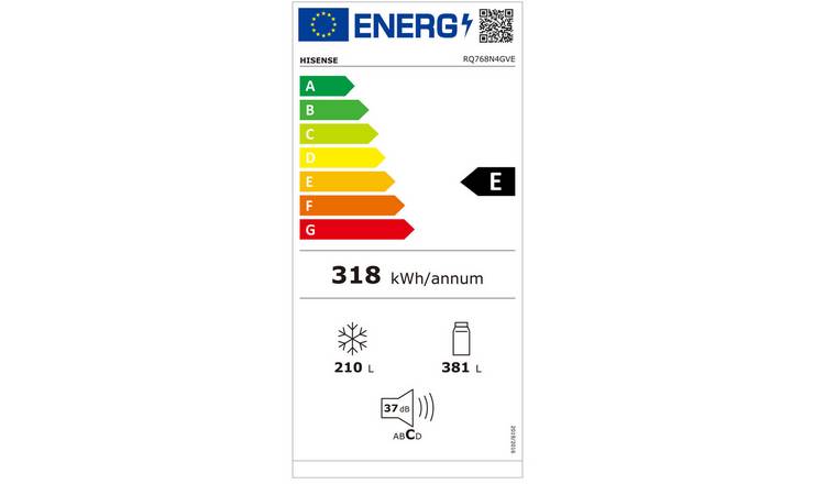 Hisense RQ768N4GVE KitchenFit Fridge Freezer -Silver Glass