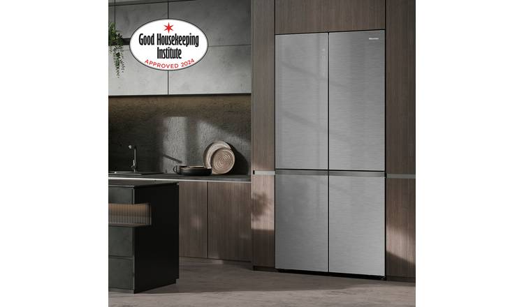 Hisense RQ768N4GVE KitchenFit Fridge Freezer -Silver Glass