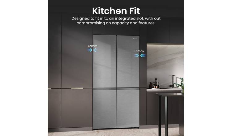 Hisense RQ768N4GVE KitchenFit Fridge Freezer -Silver Glass