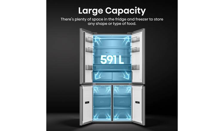 Hisense RQ768N4GVE KitchenFit Fridge Freezer -Silver Glass