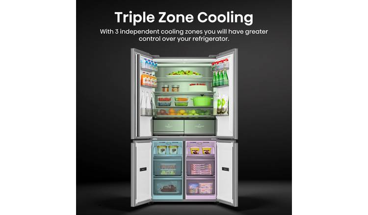 Hisense RQ768N4GVE KitchenFit Fridge Freezer -Silver Glass