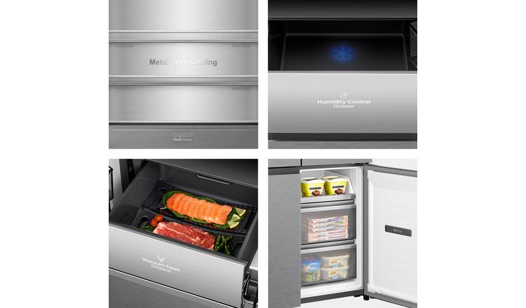 Hisense RQ768N4GVE KitchenFit Fridge Freezer -Silver Glass