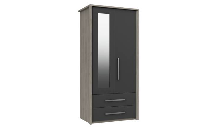 Grasmere 2 Door 2 Drawer Mirror Wardrobe - Dark Grey