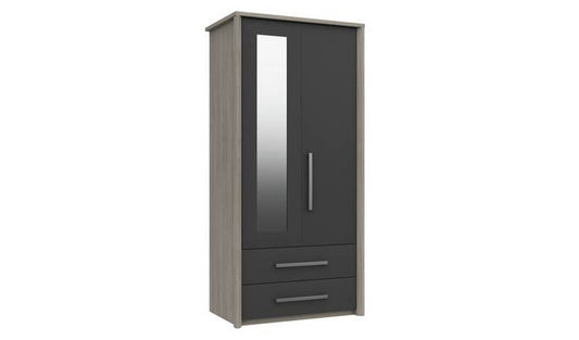 Grasmere 2 Door 2 Drawer Mirror Wardrobe - Dark Grey