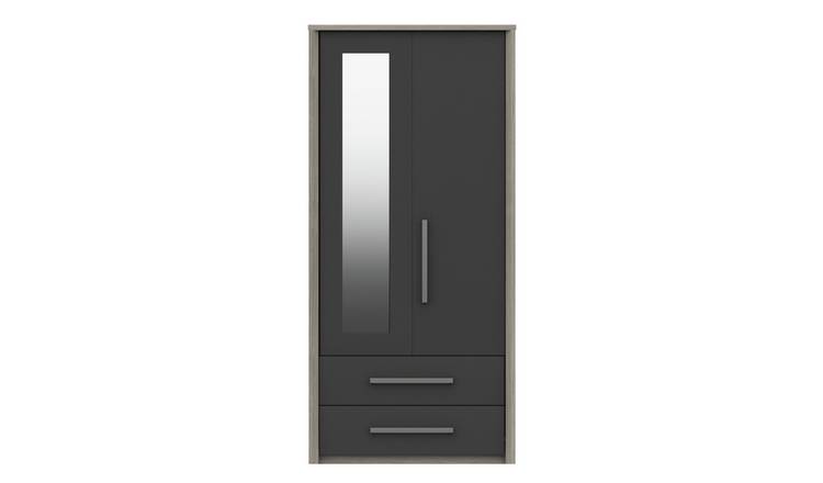 Grasmere 2 Door 2 Drawer Mirror Wardrobe - Dark Grey
