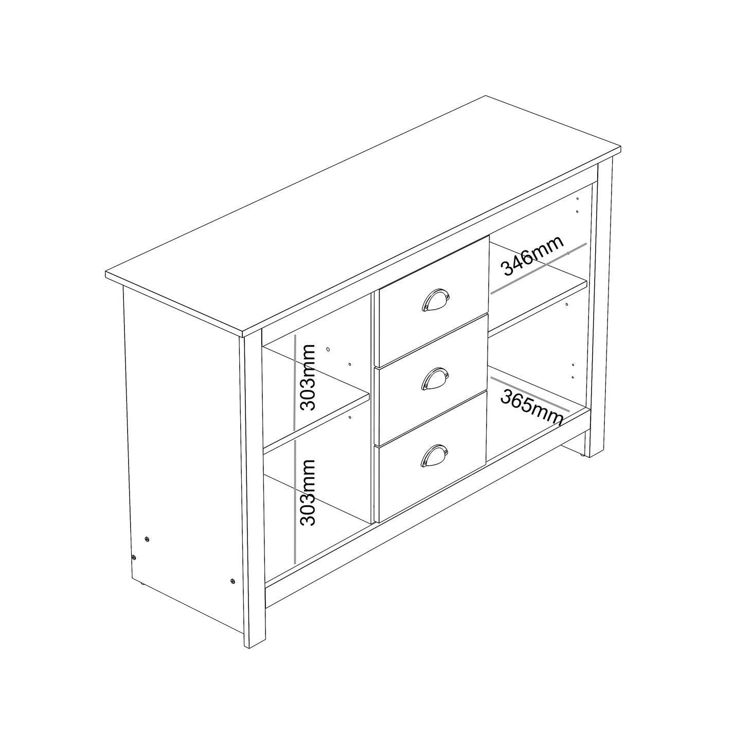 Sherbourne 3 Drawer Sideboard