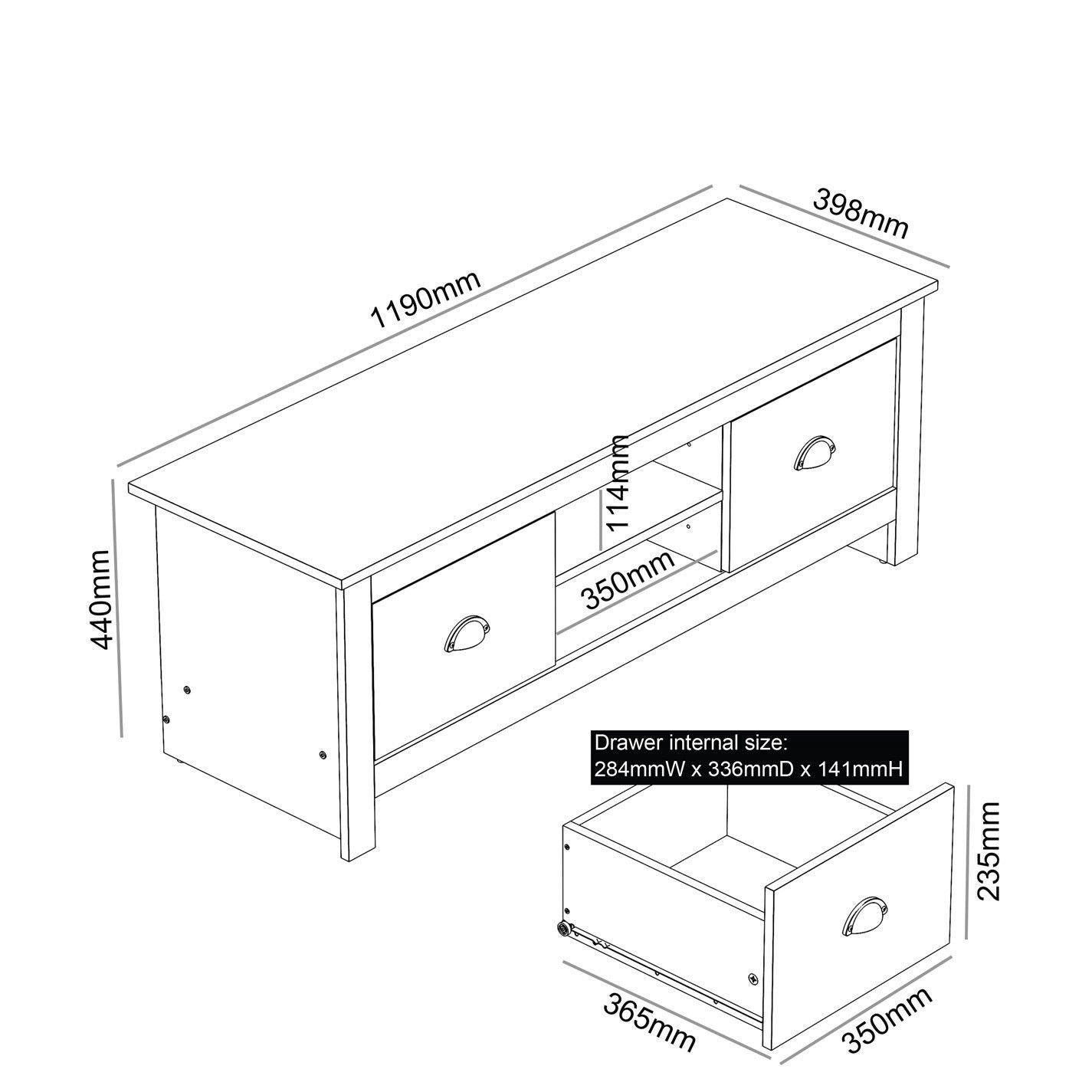 2 Drawer TV Unit