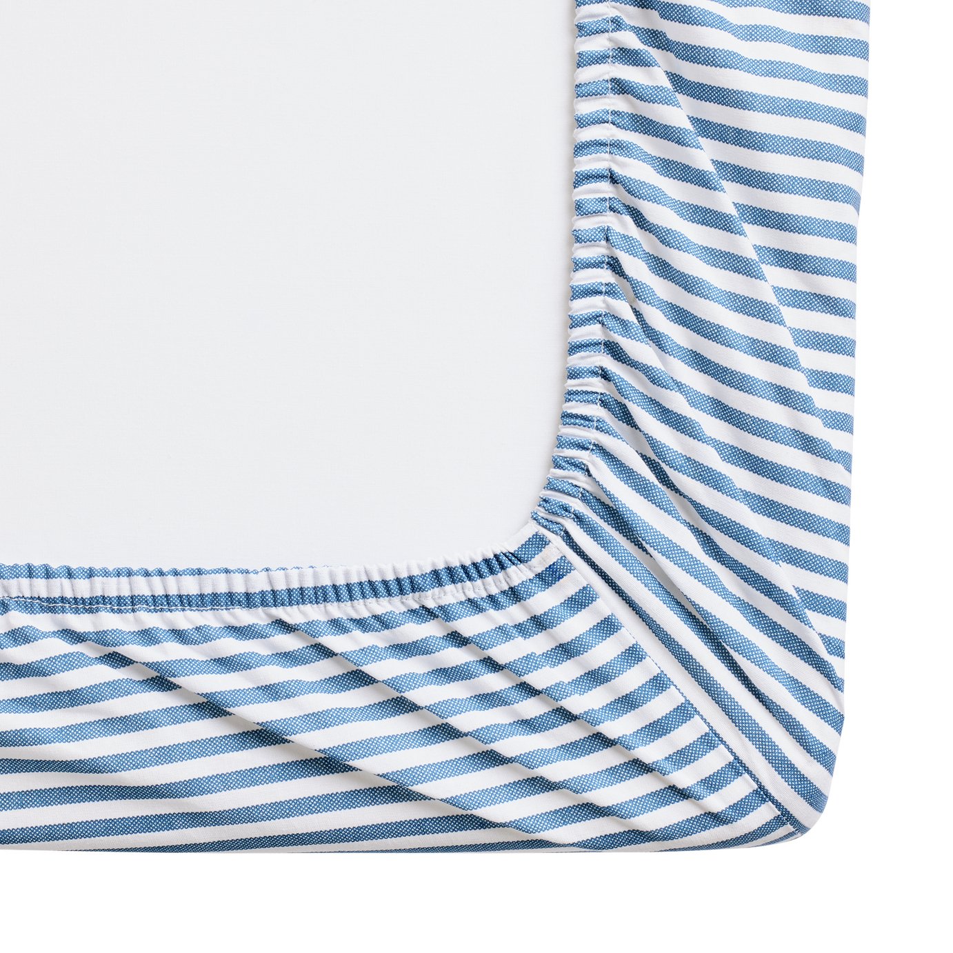 Habitat Oxford Stripe Printed Blue Fitted Sheet - Single