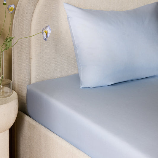 Habitat Plain Pale Blue Fitted Sheet - Single