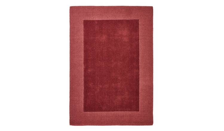 Habitat Simple Border Burgundy Wool Cut Pile Rug - 160x230cm