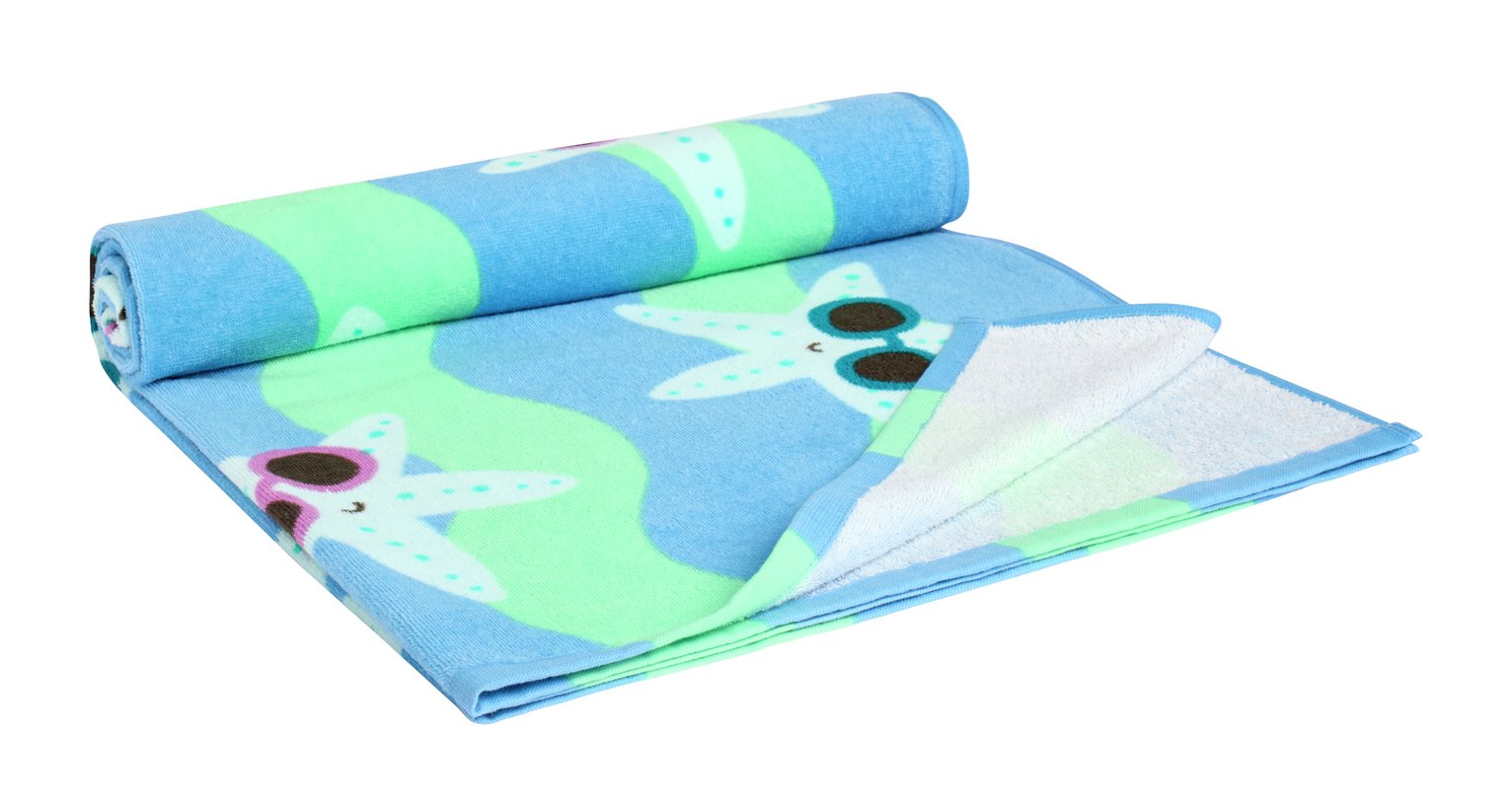 Argos Home Starfish Wave Kids Beach Towel - Blue