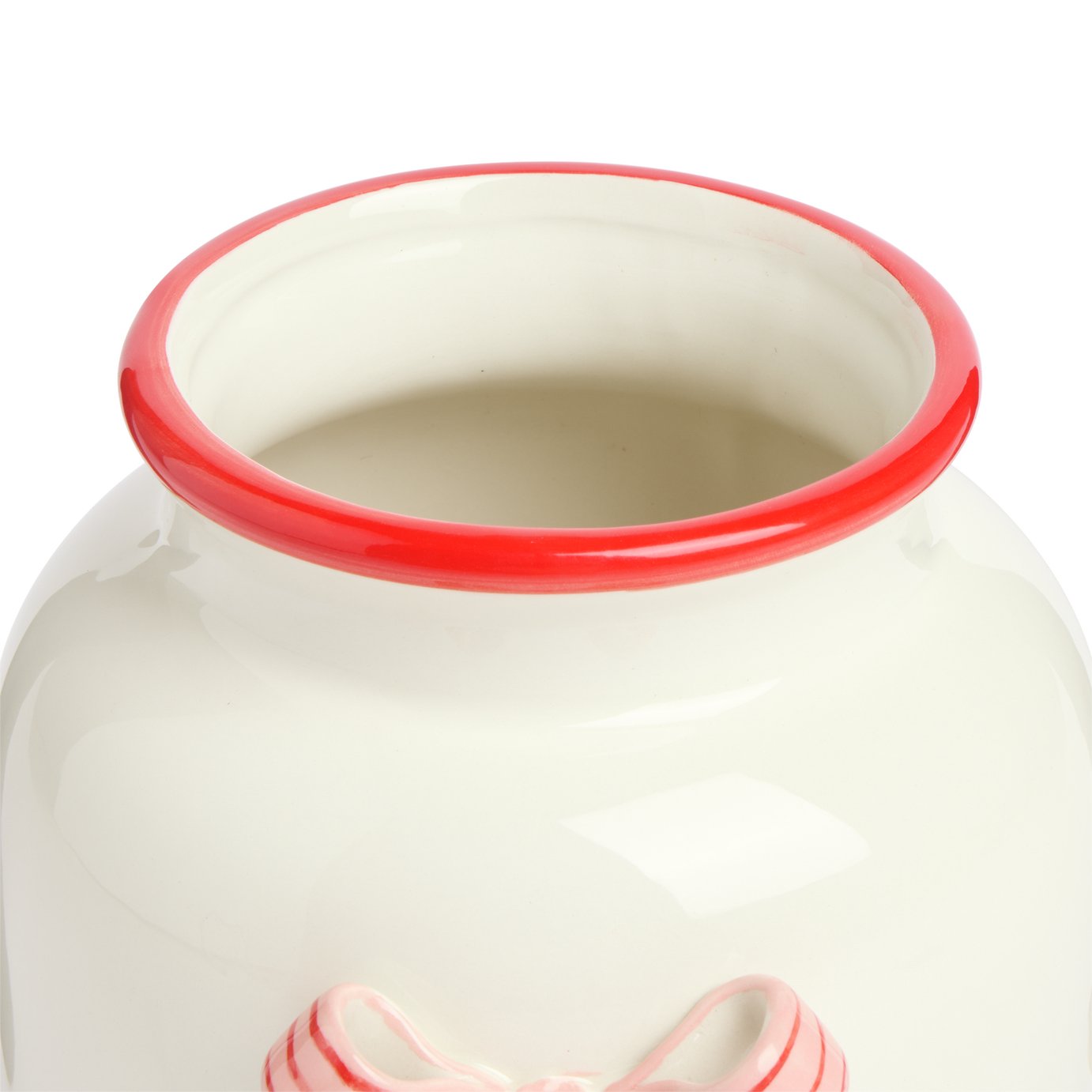 Argos Home Ceramic White & Red Bow Vase - 15cm