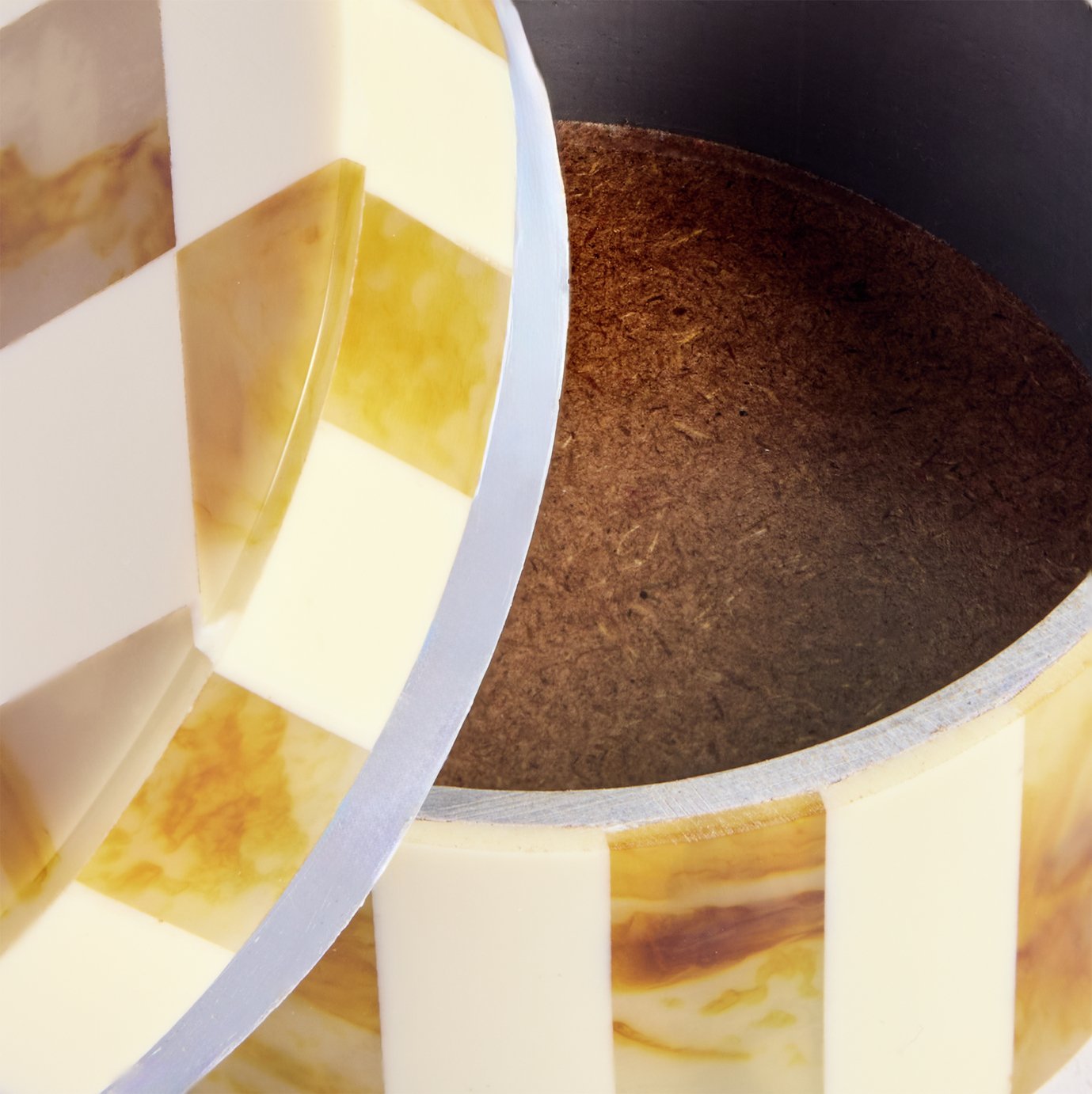 Habitat Checkered Round Trinket Box - Brown & Cream