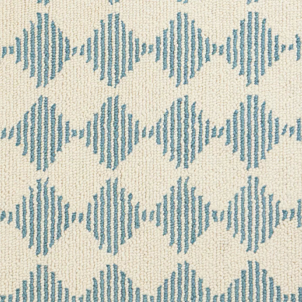 Habitat Blue Diamond Tufted Cream Wool Rug - 120x170cm