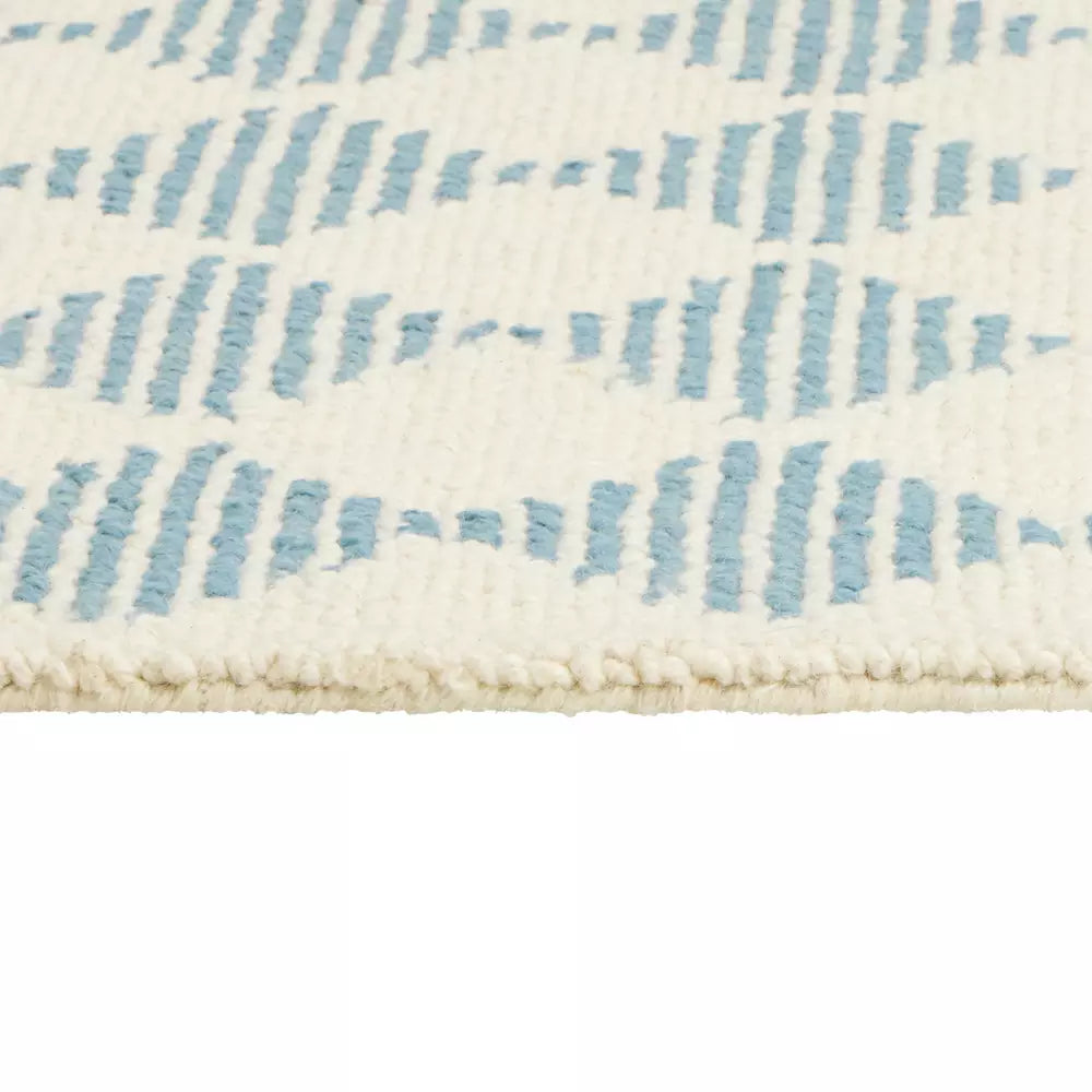 Habitat Blue Diamond Tufted Cream Wool Rug - 120x170cm