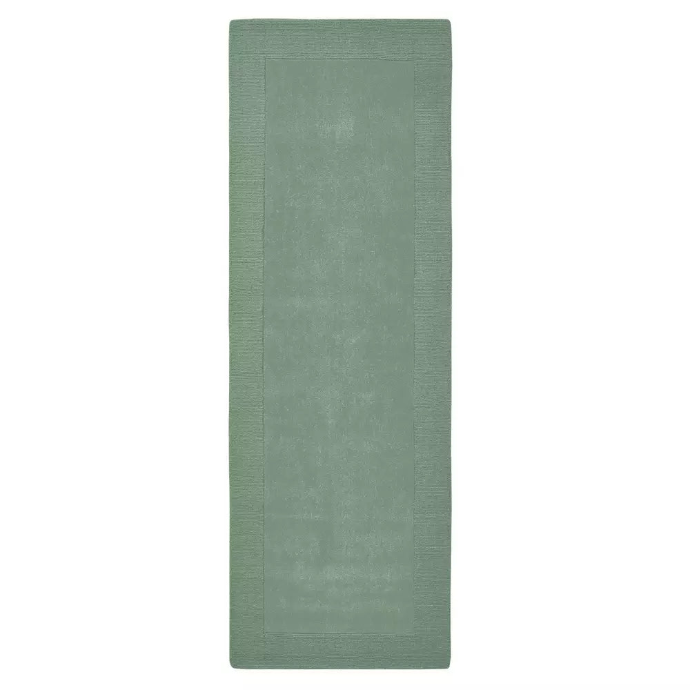 Habitat Simple Border Green Wool Cut Pile Runner - 66x200cm