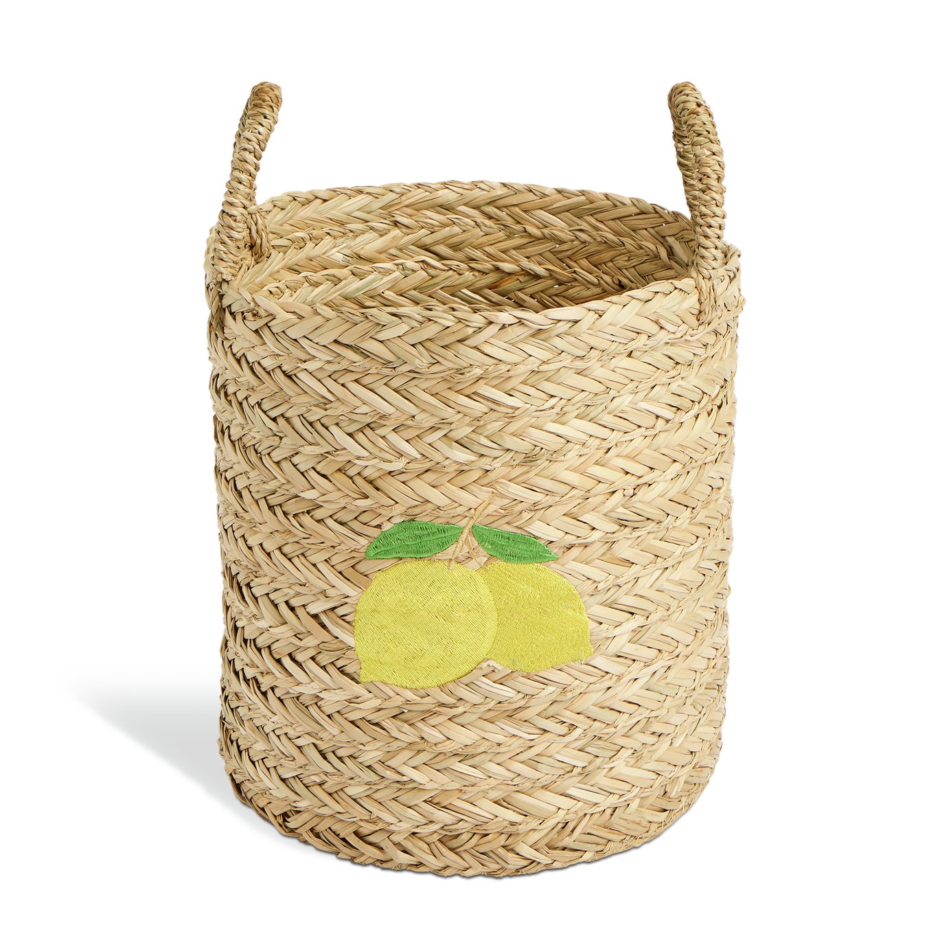 Argos Home Embroidered Lemon Seagrass Woven Basket