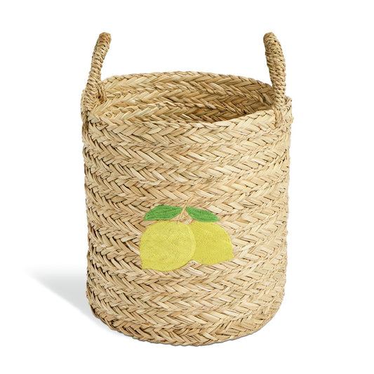 Argos Home Embroidered Lemon Seagrass Woven Basket