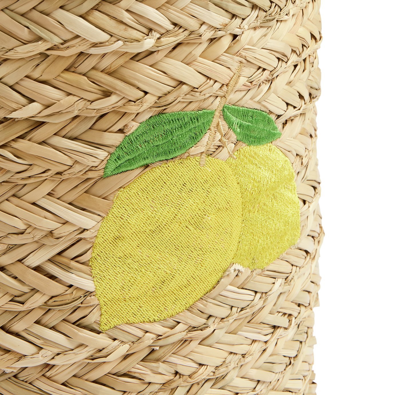 Argos Home Embroidered Lemon Seagrass Woven Basket