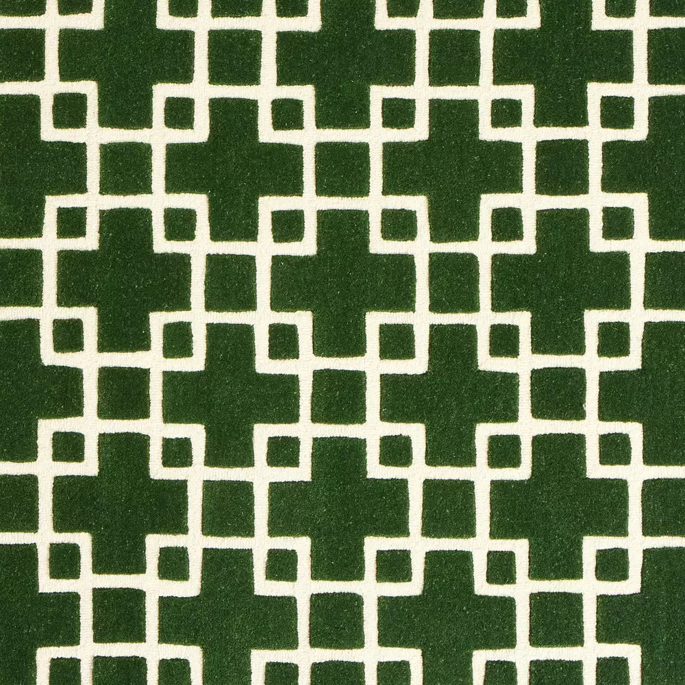 Habitat Luxe Chain Green Wool Cut Pile Rug - 120x170cm