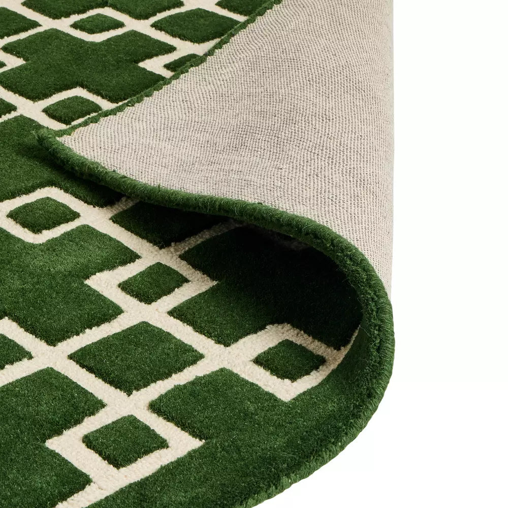 Habitat Luxe Chain Green Wool Cut Pile Rug - 120x170cm